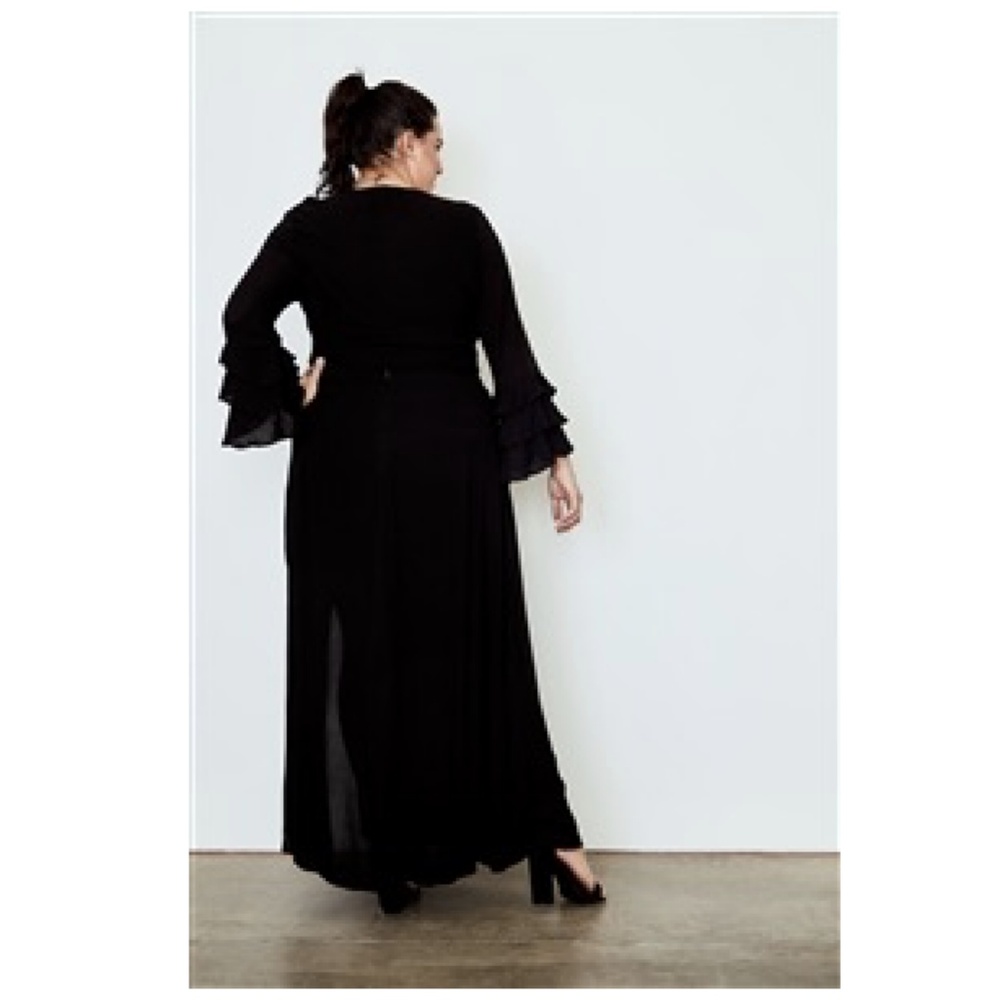 Black Side Split Maxi Length Skirt Plus Size 1X - Picture 3 of 8